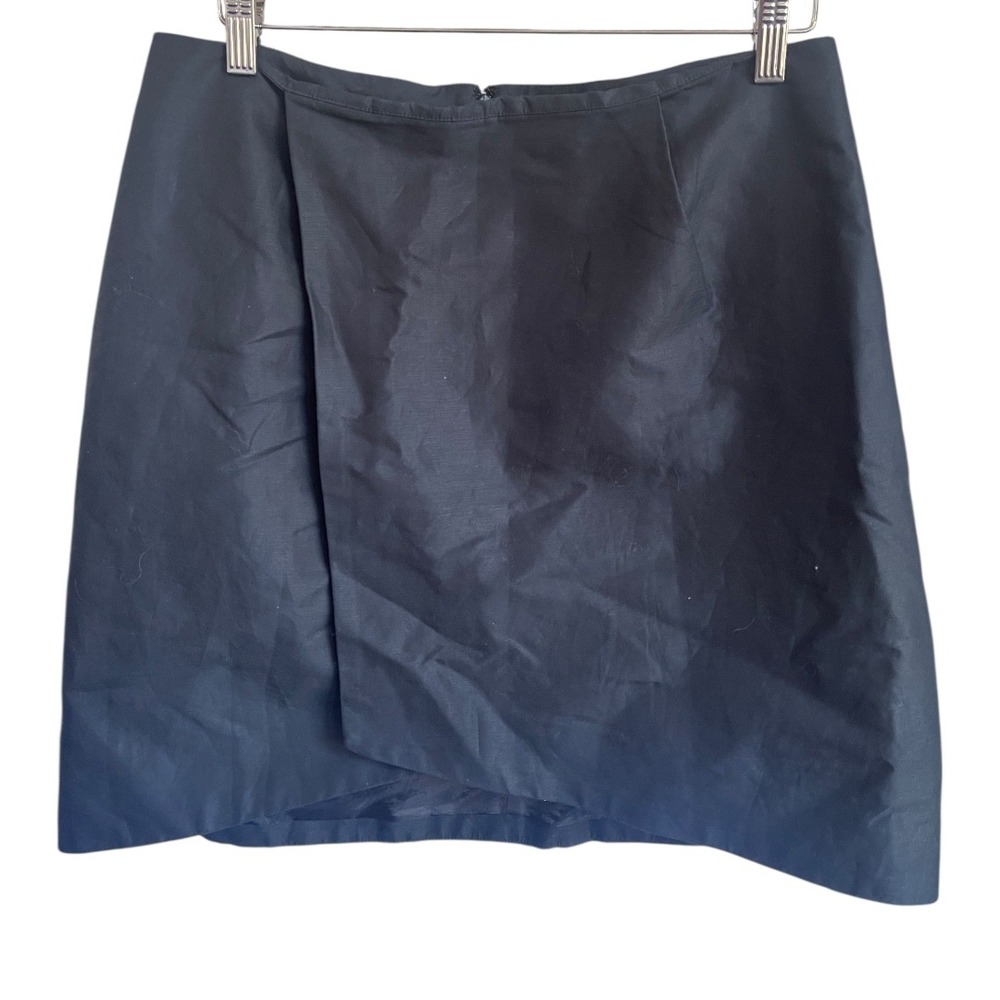 Kate Spade Saturday Black Linen Blend Wrap Skirt Size 12